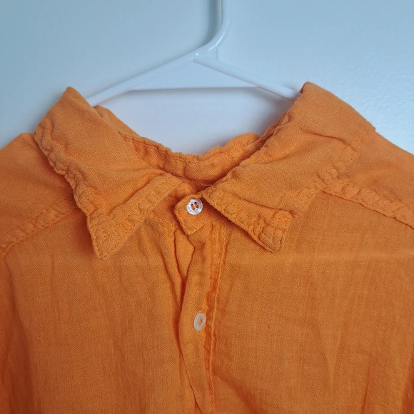 JOIN Clothes Orange Linen Blend Lightweight Long Sleeve Button Down Shirt Sz 2XL - Picture 4 of 8